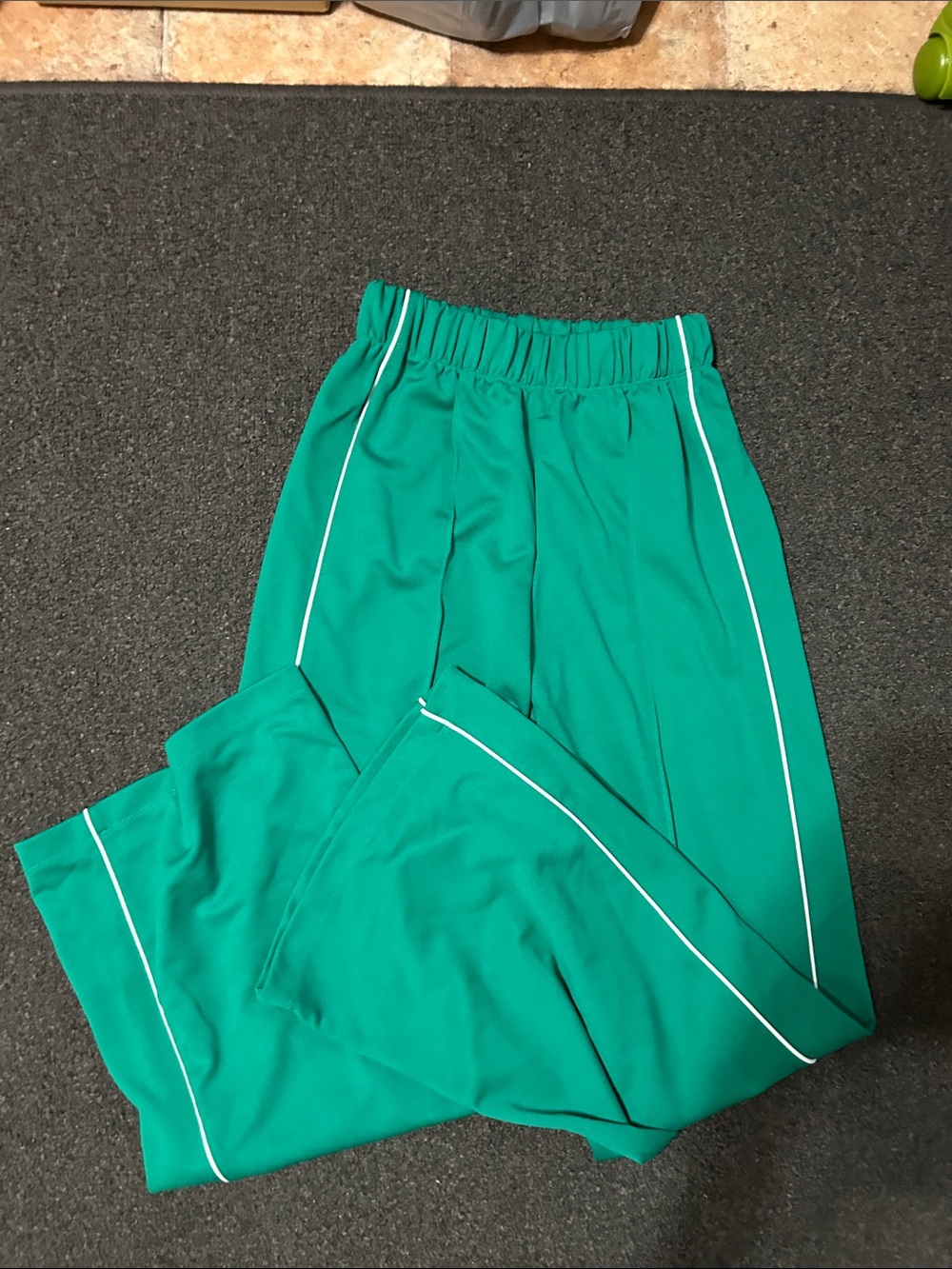 wild fable Green Wide-Leg Track Pants with White Piping